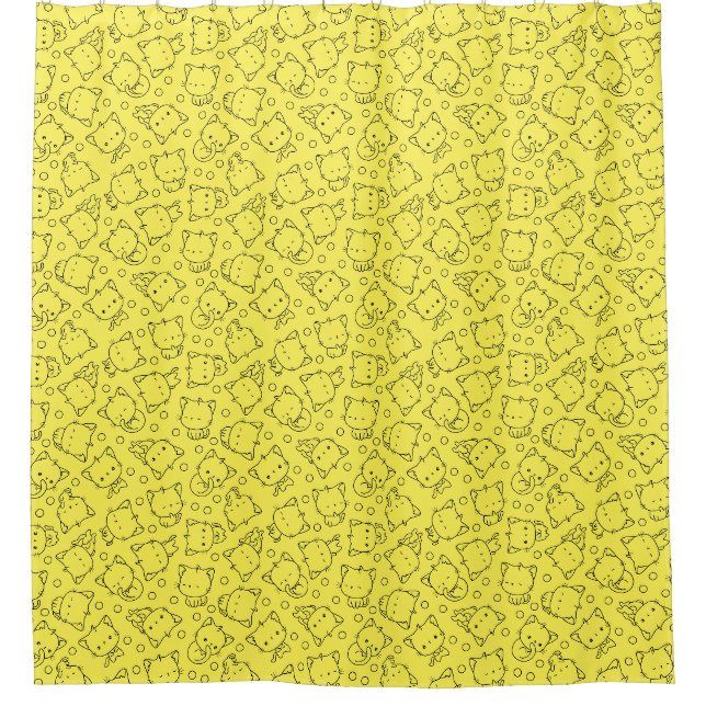 Cute Kittens and polka dots Black & Yellow (Front)
