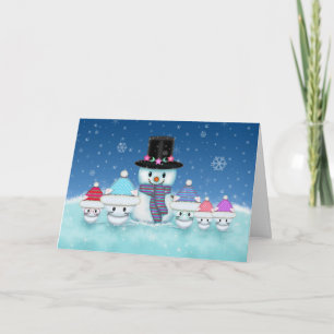 Cute Kittens and Snowman Christmas Card