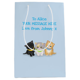 Cute kittens blue personalized gift bag