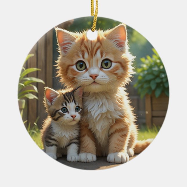 Cute Kittens  Ceramic Ornament (Front)