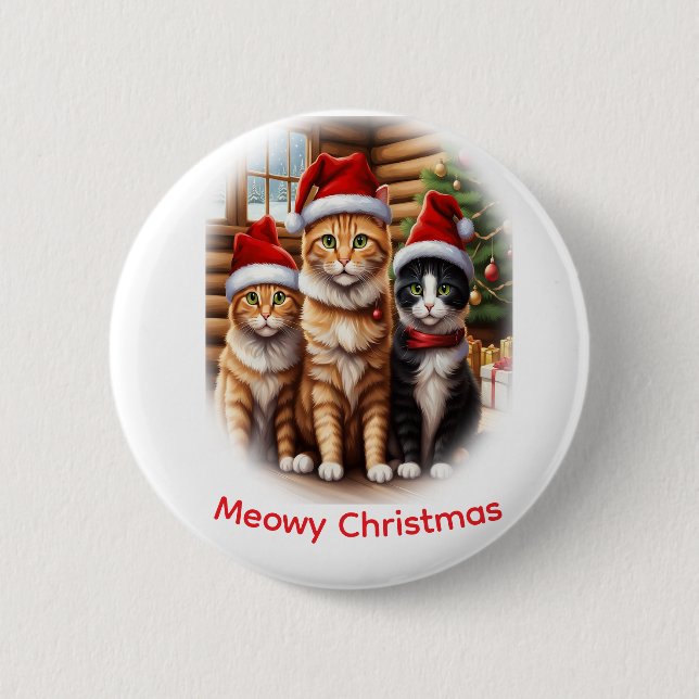 Cute Kittens Christmas 2 Inch Round Button (Front)