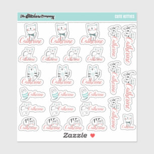 Cute Kittens Custom Name Labels   School