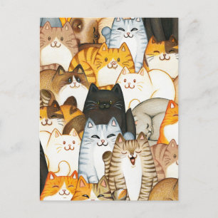 Cute kittens hand drawn pattern  postcard