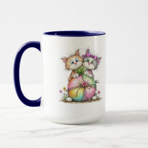 Cute Kittens Holding Pastel Heart Gift Art Mug