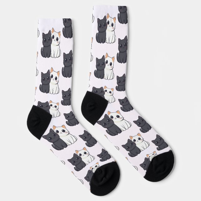 Cute Kittens Pattern Socks – Cozy & Adorable Cat  (Right)