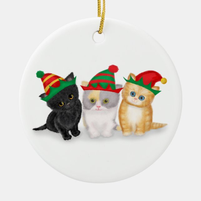 Cute kittens personalised Christmas tree ornament (Front)