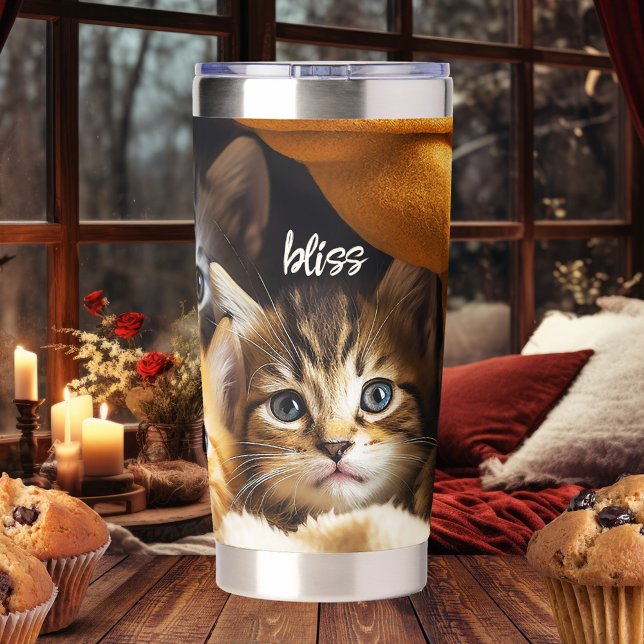 Cute Kittens Purrfect Bliss Insulated Tumbler (Thermal tumbler featuring cute kittens in a warm blanket. Great for coffee or hot chocolate - cat)