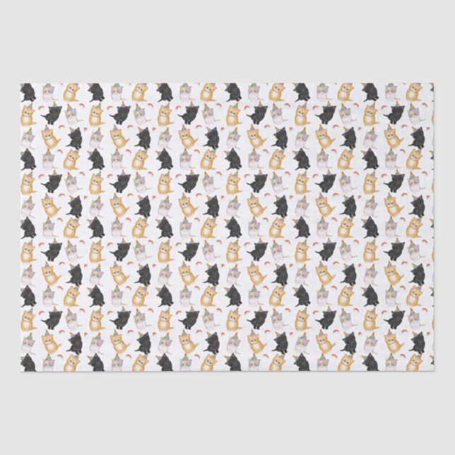 Cute kittens rainbow birthday tissue paper (Front)