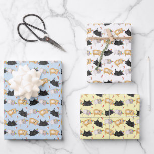 Cute kittens rainbow birthday wrapping paper