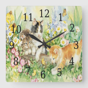 Cute Kittens Square Clock