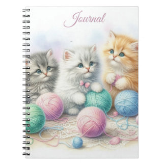 Cute Kittens With Colourful Yarn Balls Notebook