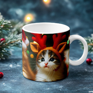Cute kittens with Santa Claus and reindeer hats 2 Magic Mug