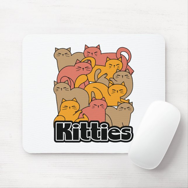 Cute Kitties Design - Adorable Cat Art Mouse Pad (With Mouse)