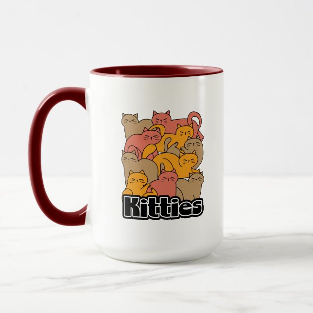 Cute Kitties Design - Adorable Cat Art Mug (Left)