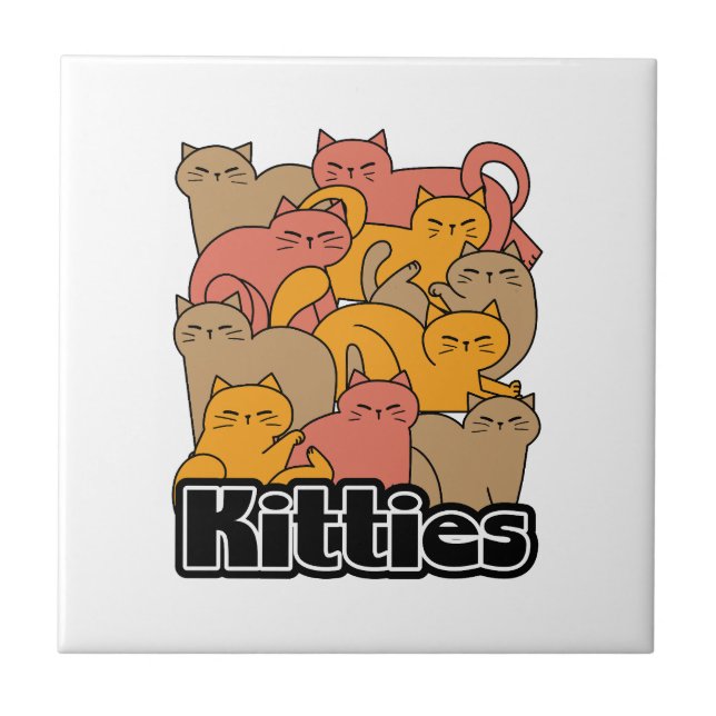 Cute Kitties Design - Adorable Cat Art Tile (Front)