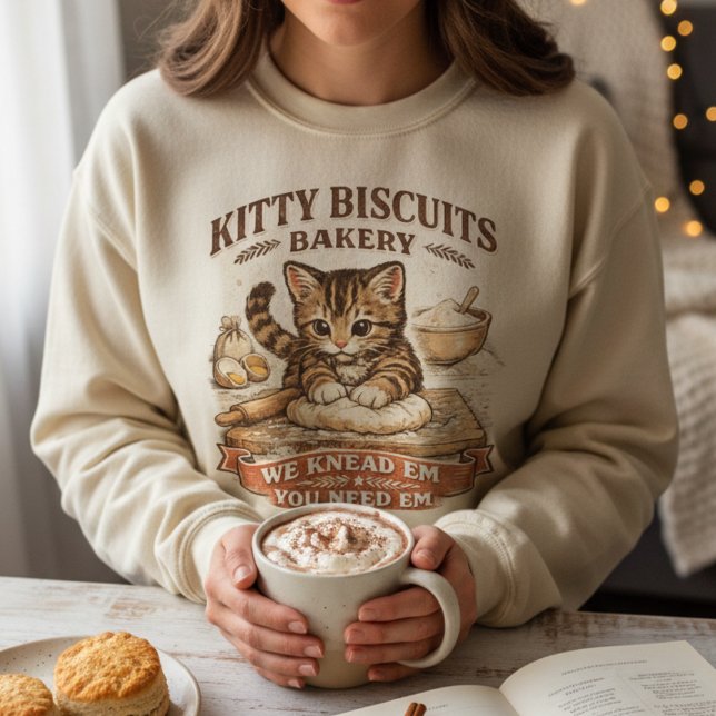 Cute Kitty Biscuits Bakery "We Knead 'Em" Pun  Tri-Blend Shirt (Creator Uploaded)