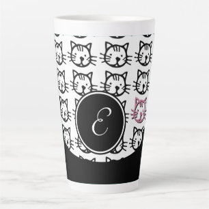 Cute Kitty (black, white and pink) Latte Mug