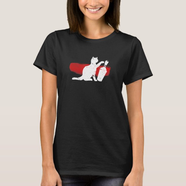 Cute Kitty Bowler - Bowling Pin Knocked Over By A  T-Shirt (Front)
