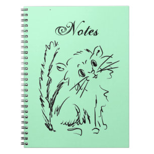 Cute Kitty Cartoon Pink Spiral Notebook