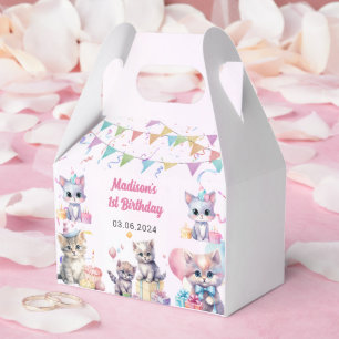 Cute Kitty Cat 1st Birthday Party Favor Box