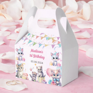 Cute Kitty Cat 1st Birthday Party  Favor Box
