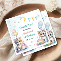 Cute Kitty Cat 1st Birthday Party