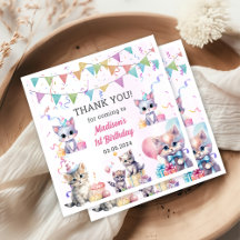 Cute Kitty Cat 1st Birthday Party
