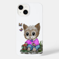 Cute Kitty Cat and Butterfly
