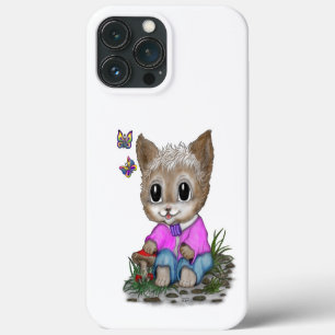 Cute Kitty Cat and Butterfly iPhone 13 Pro Max Case