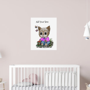 Cute Kitty Cat and Butterfly Poster