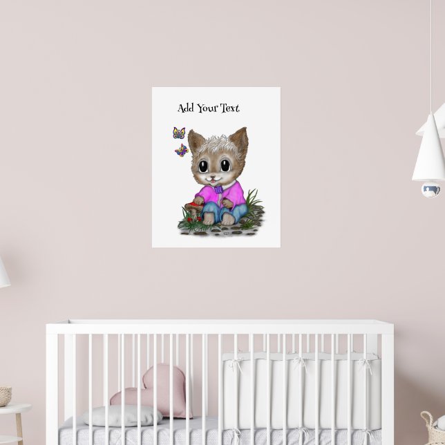 Cute Kitty Cat and Butterfly Poster (Nursery 2)