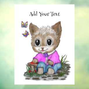 Cute Kitty Cat and Butterfly Window Cling