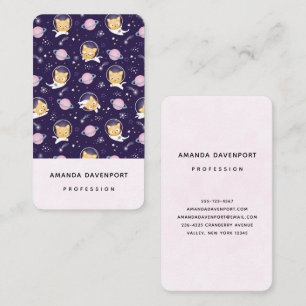 Cute Kitty Cat Astronauts Pattern Business Card