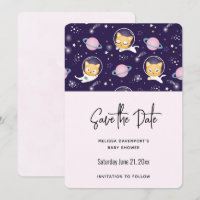 Cute Kitty Cat Astronauts Pattern Save the Date