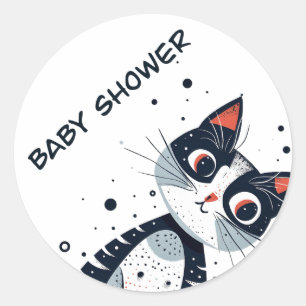 Cute Kitty Cat Baby Shower  Classic Round Sticker