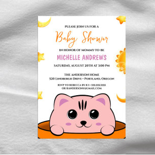 Cute Kitty Cat Baby Shower Invitation