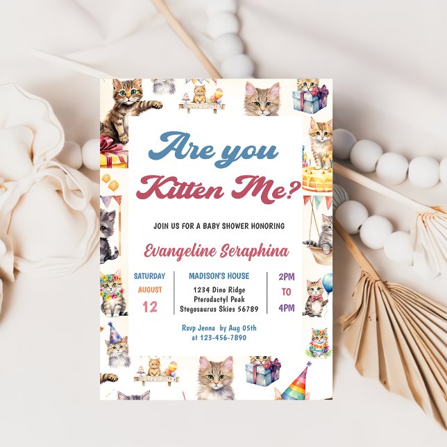 Cute Kitty Cat Baby Shower Party  Invitation (Creator Uploaded)