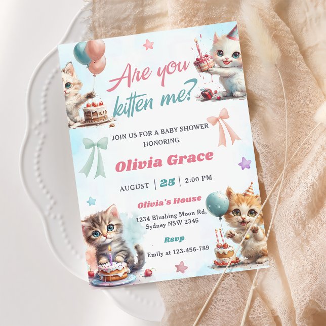 Cute Kitty Cat Baby Shower Party Invitation (Creator Uploaded)
