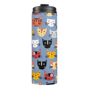 Cute Kitty Cat Blue Thermal Tumbler