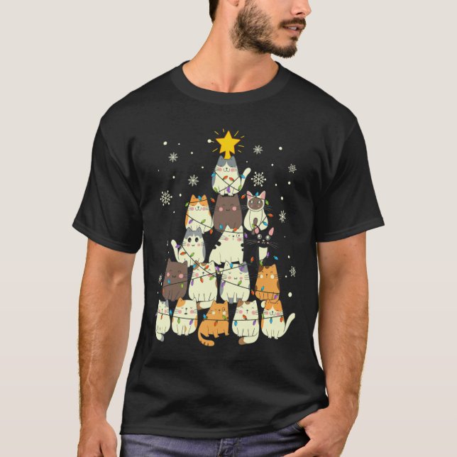 Cute Kitty Cat Christmas Tree Catmas Merry Xmas Ca T-Shirt (Front)