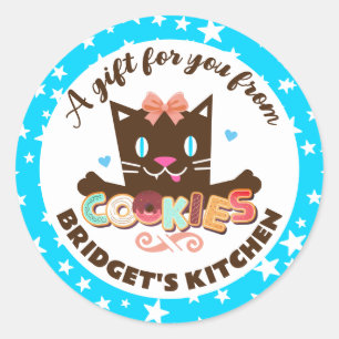 Cute kitty cat cookies from the kitchen of baking classic round sticker