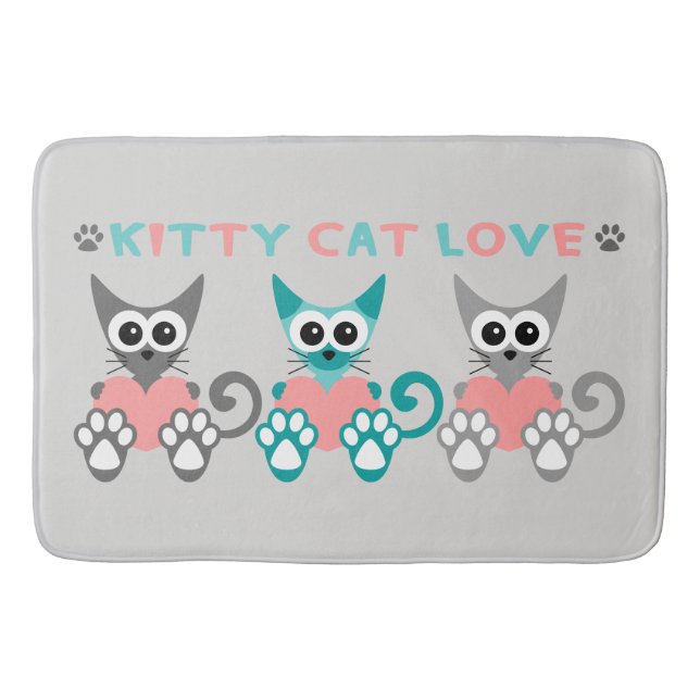 Cute Kitty Cat Custom Large Bath Mat (Front)