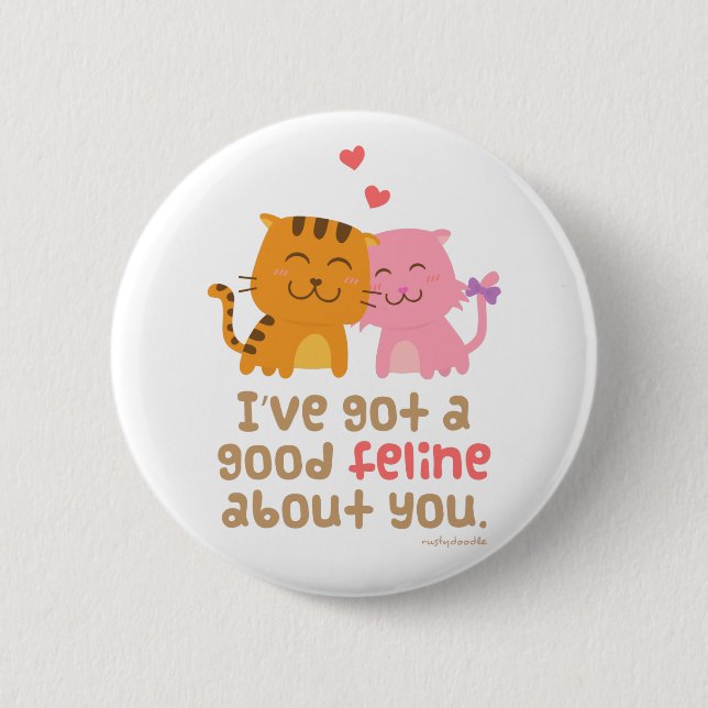 Cute Kitty Cat Feline Love Confession Pun Humour 2 Inch Round Button (Front)
