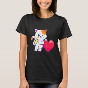 Cute Kitty Cat Hugs Heart Love For Cat T-Shirt