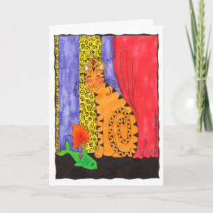 Cute Kitty Cat Illustration Happy Birthday Card
