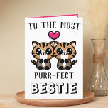 Cute Kitty Cat Kitten Best Friend Happy Birthday Thank You Card<br><div class="desc">Looking for a unique way to express your love and humour to your best friend? Our funny kitty cat pun greeting card is the perfect choice for your bestie on his or her birthday! Customize it by adding your own personal message. Design features two cute brown kittens with a red...</div>