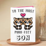Cute Kitty Cat Kitten Pun Son Happy Birthday Thank You Card<br><div class="desc">Looking for a unique way to express your love and humour to your child? Our funny kitty cat pun greeting card is the perfect choice for your son on his birthday! Customize it by adding your own personal message.  Design features two cute brown kittens with a red heart.</div>