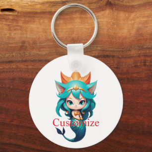 Cute Kitty Cat Mermaid Thunder_Cove Keychain