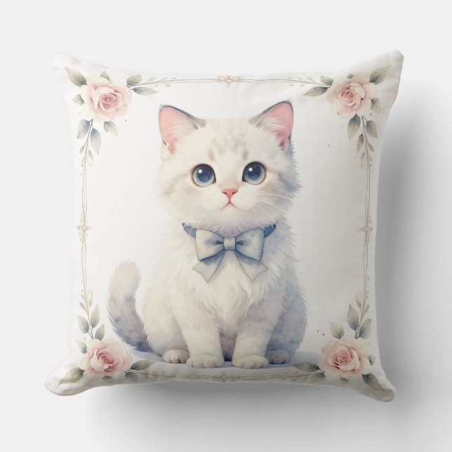 cute kitty cat outdoor pillow (Front)