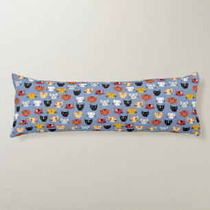 Cute Kitty Cat Pattern Blue Body Pillow